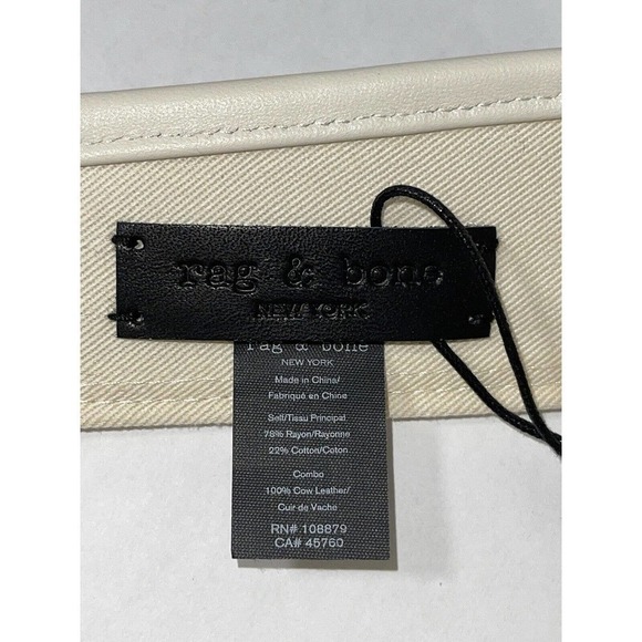 Rag and Bone Leather-Trimmed Straw Visor Ivory/white With Cow leather. - Picture 6 of 6